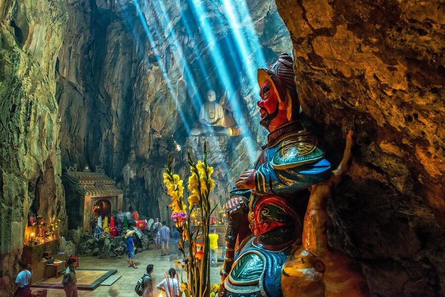 Danang: Hoi An, Marble Mountains or Bay Mau Coconut Forest - Marble Mountains: caves, temples, and stairs