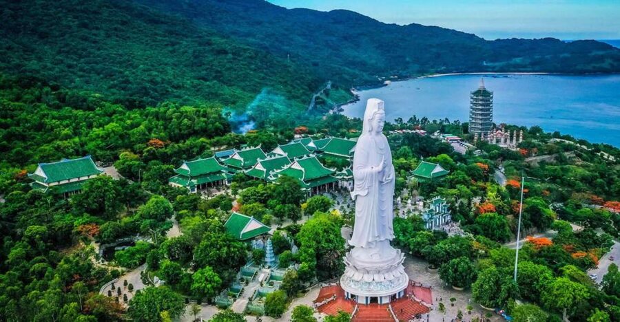 DaNang: Lady Buddha, Marble Mountain, Hoi An Town Group Tour - Linh Ung Pagoda and the Lady Buddha view
