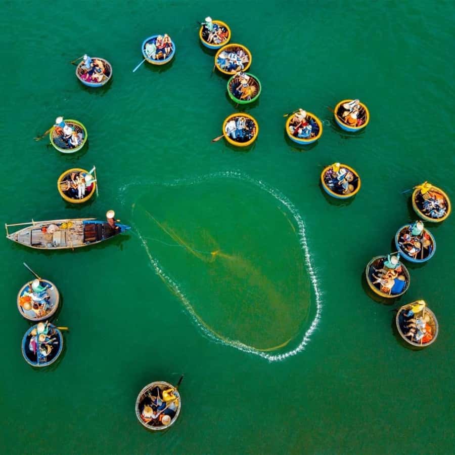 Hoi An: Lantern Making, Basket Boat, and Cooking Class - Riding the round boats through the water coconut forest