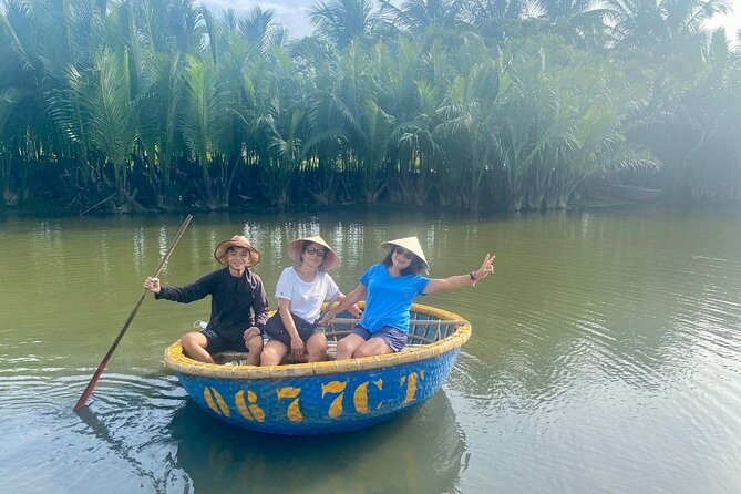Lady Buddha, Marble Mountains, Coconut Jungle & Hoian City Tour - A basket boat in Bay Mau Coconut Forest